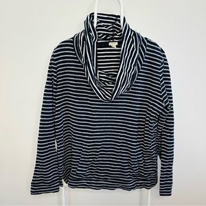 JCREW Cowl Neck Lightweight Slub Cotton Striped Sweatshirt